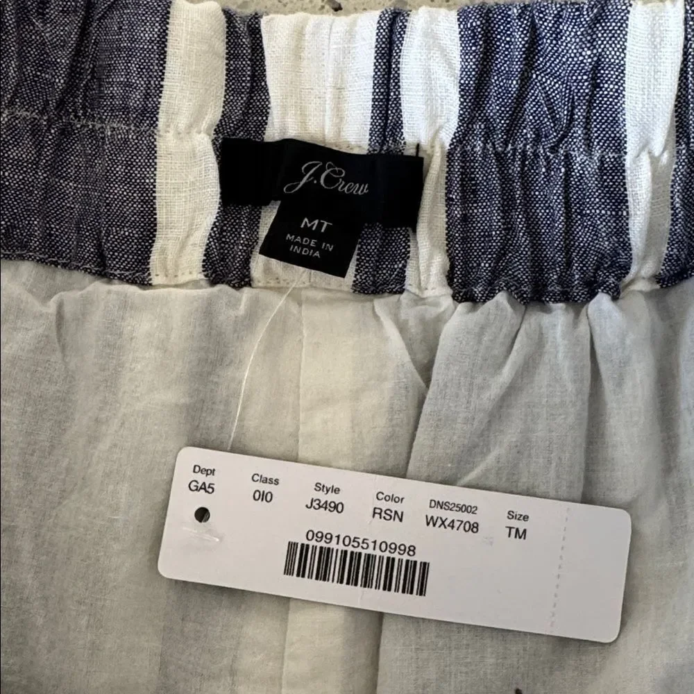 J. Crew Classic Blue and White Striped 100% Linen Skirt Women’s Size Medium Tall